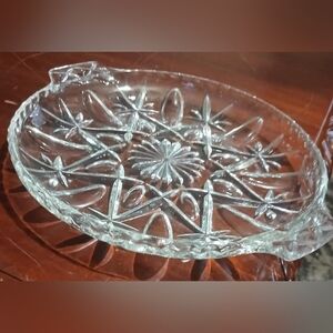 Vintage Anchor Hocking Cross & Olive Pattern 11” x 9.5” Glass Snack Plate